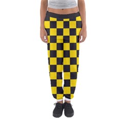 Checkerboard Pattern Black And Yellow Ancap Libertarian Women s Jogger Sweatpants by snek