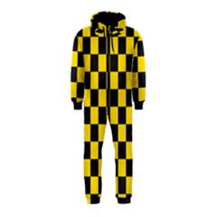 Checkerboard Pattern Black And Yellow Ancap Libertarian Hooded Jumpsuit (kids) by snek