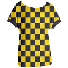 Checkerboard Pattern Black And Yellow Ancap Libertarian Women s Oversized Tee by snek