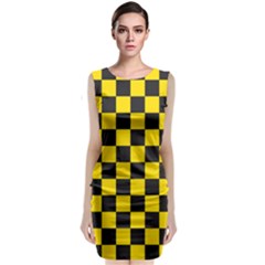 Checkerboard Pattern Black And Yellow Ancap Libertarian Classic Sleeveless Midi Dress by snek