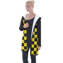 Checkerboard Pattern Black and Yellow Ancap Libertarian Longline Hooded Cardigan View1