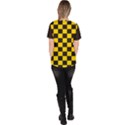 Checkerboard Pattern Black and Yellow Ancap Libertarian Women s V-Neck Scrub Top View4