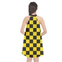 Checkerboard Pattern Black and Yellow Ancap Libertarian Halter Neckline Chiffon Dress  View2