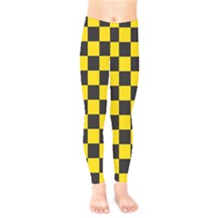 Checkerboard Pattern Black And Yellow Ancap Libertarian Kids  Leggings by snek