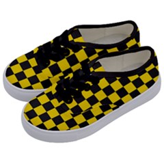 Checkerboard Pattern Black And Yellow Ancap Libertarian Kids  Classic Low Top Sneakers by snek