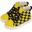 Checkerboard Pattern Black and Yellow Ancap Libertarian Kids  Hi-Top Skate Sneakers View2