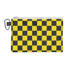 Checkerboard Pattern Black And Yellow Ancap Libertarian Canvas Cosmetic Bag (large) by snek