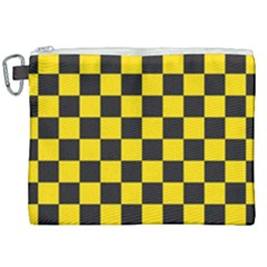 Checkerboard Pattern Black And Yellow Ancap Libertarian Canvas Cosmetic Bag (xxl) by snek