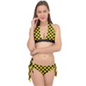 Checkerboard Pattern Black and Yellow Ancap Libertarian Tie It Up Bikini Set View1