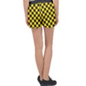 Checkerboard Pattern Black and Yellow Ancap Libertarian Women s Velour Lounge Shorts View2