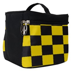 Checkerboard Pattern Black And Yellow Ancap Libertarian Make Up Travel Bag (small) by snek