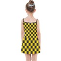 Checkerboard Pattern Black and Yellow Ancap Libertarian Kids  Summer Sun Dress View2