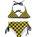 Checkerboard Pattern Black and Yellow Ancap Libertarian Kids  Classic Bikini Set View1