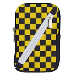 Checkerboard Pattern Black And Yellow Ancap Libertarian Belt Pouch Bag (large) by snek