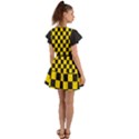 Checkerboard Pattern Black and Yellow Ancap Libertarian Flutter Sleeve Wrap Dress View2