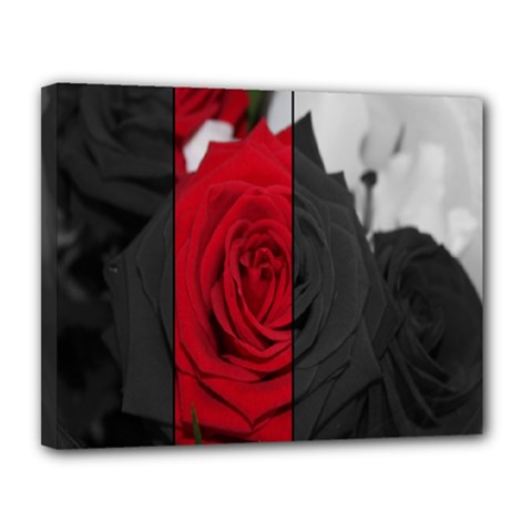 Roses Rouge Fleurs Canvas 14  X 11  (stretched) by kcreatif