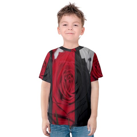 Roses Rouge Fleurs Kids  Cotton Tee by kcreatif