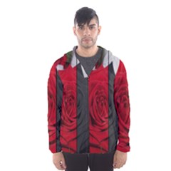 Roses Rouge Fleurs Men s Hooded Windbreaker by kcreatif