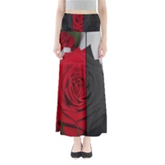 Roses Rouge Fleurs Full Length Maxi Skirt by kcreatif