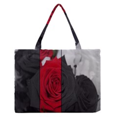 Roses Rouge Fleurs Zipper Medium Tote Bag by kcreatif