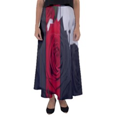 Roses Rouge Fleurs Flared Maxi Skirt by kcreatif