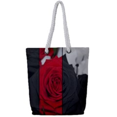 Roses Rouge Fleurs Full Print Rope Handle Tote (small) by kcreatif