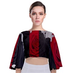 Roses Rouge Fleurs Tie Back Butterfly Sleeve Chiffon Top by kcreatif