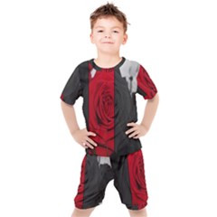 Roses Rouge Fleurs Kids  Tee And Shorts Set by kcreatif