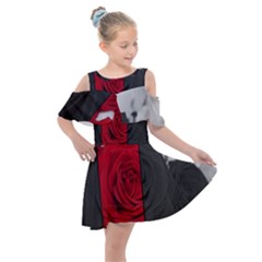 Roses Rouge Fleurs Kids  Shoulder Cutout Chiffon Dress by kcreatif