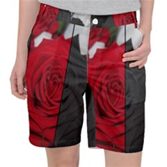 Roses Rouge Fleurs Pocket Shorts by kcreatif