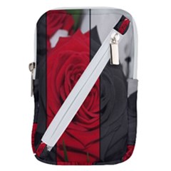 Roses Rouge Fleurs Belt Pouch Bag (large)