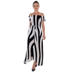 Pattern Zèbres Taches Off Shoulder Open Front Chiffon Dress by kcreatif