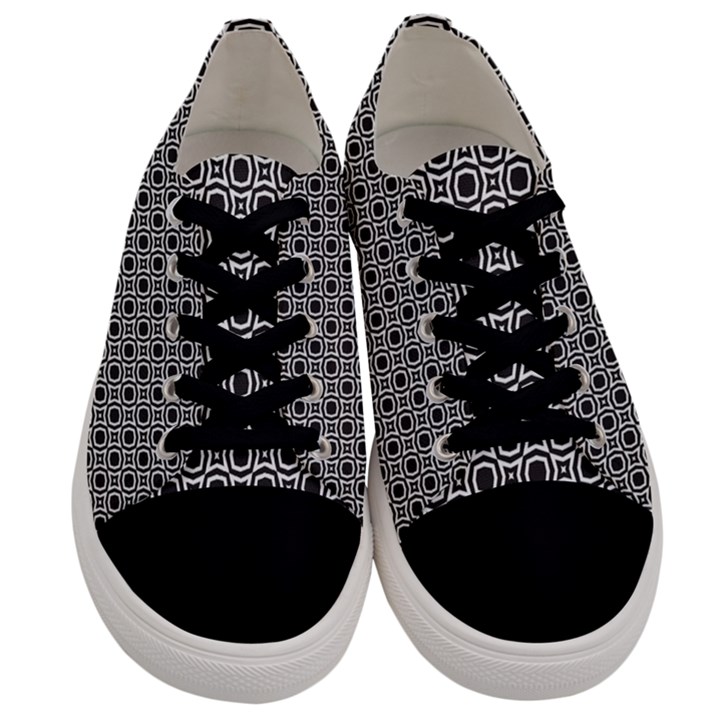 Pattern Formes Ronds Noir/Blanc Men s Low Top Canvas Sneakers