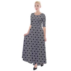 Pattern Formes Ronds Noir/blanc Half Sleeves Maxi Dress