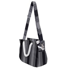 Pattern Bandes Gris/noir Rope Handles Shoulder Strap Bag by kcreatif