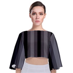 Pattern Bandes Gris/noir Tie Back Butterfly Sleeve Chiffon Top by kcreatif