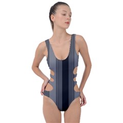 Pattern Bandes Gris/noir Side Cut Out Swimsuit