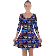 Fish Stamp 1 Quarter Sleeve Skater Dress