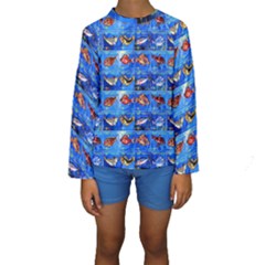 Fish Stamp 2 Kids  Long Sleeve Swimwear by ArtworkByPatrick