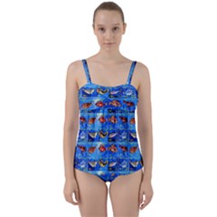 Fish Stamp 2 Twist Front Tankini Set by ArtworkByPatrick