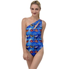 Fish Stamp 2 To One Side Swimsuit by ArtworkByPatrick