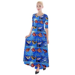 Fish Stamp 2 Half Sleeves Maxi Dress by ArtworkByPatrick