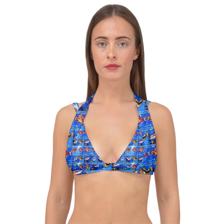 Fish Stamp 2 Double Strap Halter Bikini Top