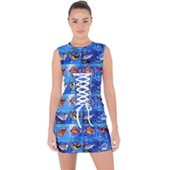 Fish Stamp 2 Lace Up Front Bodycon Dress by ArtworkByPatrick