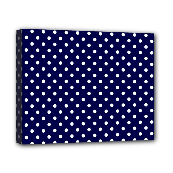 Pois Blanc/Marine Canvas 10  x 8  (Stretched)