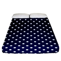 Pois Blanc/marine Fitted Sheet (queen Size) by kcreatif