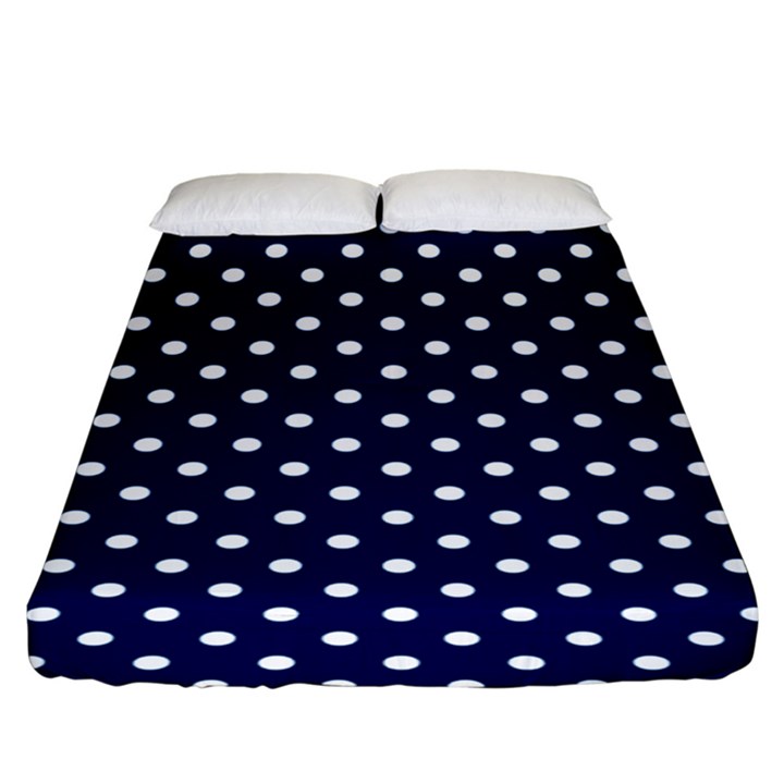 Pois Blanc/Marine Fitted Sheet (King Size)