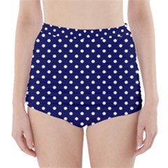 Pois Blanc/marine High-waisted Bikini Bottoms by kcreatif