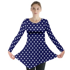 Pois Blanc/marine Long Sleeve Tunic  by kcreatif