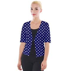 Pois Blanc/marine Cropped Button Cardigan by kcreatif